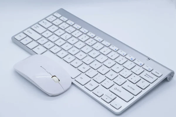 White Keyboard Mouse White Background — Stock Photo, Image
