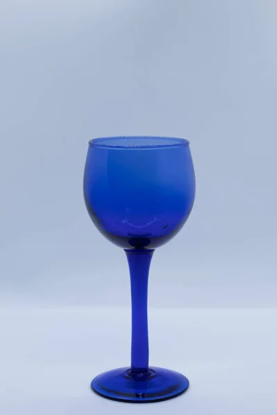Copo Vidro Cor Azul Para Vinho — Fotografia de Stock