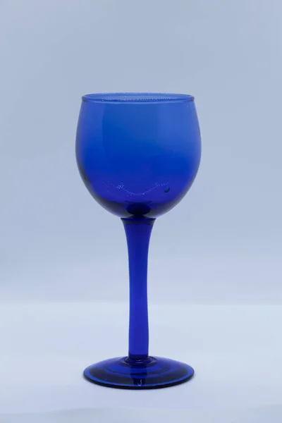 stock image Blue color glass goblet for wine