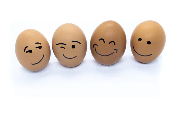 Quatro Ovos Com Humores Positivos — Fotografia de Stock