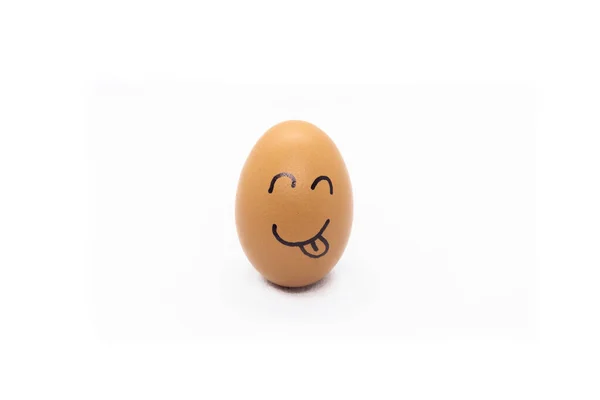 Egg Sticking Out Its Tongue White Background — Stock Photo, Image