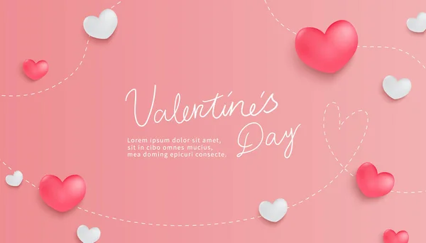 Pink Valentine Day Template Hearts — Stockový vektor