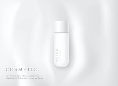 Cosmetics and skin care product ads template on white foam background.