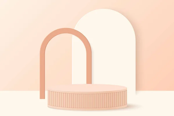 Розовый Арочный Геометрический Фон Подиумом Продукта — стоковый вектор
