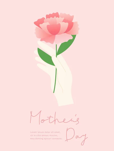 Anneler Günü Posteri Ele Tutuşan Karanfil — Stok Vektör
