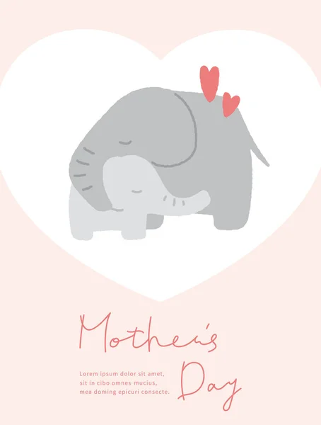 Anneler Günü Fil Resimleri Posteri — Stok Vektör