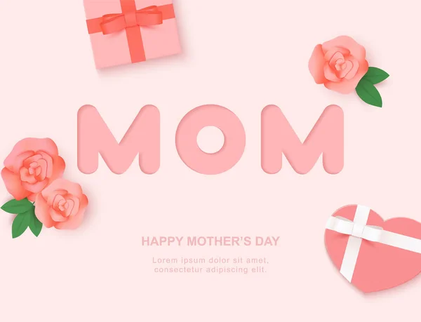 Güller Hediyelerle Dolu Anneler Günü Posteri — Stok Vektör