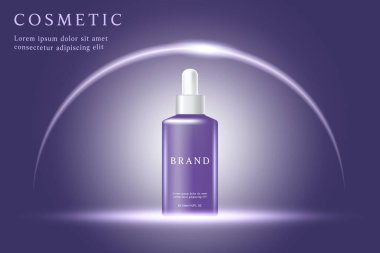 Cosmetics and skin care product ads template on dark background with the light.