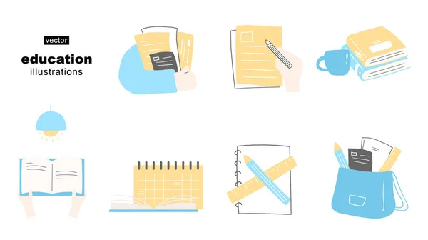 Eğitim kavramı el çizimi illüstrasyon seti.