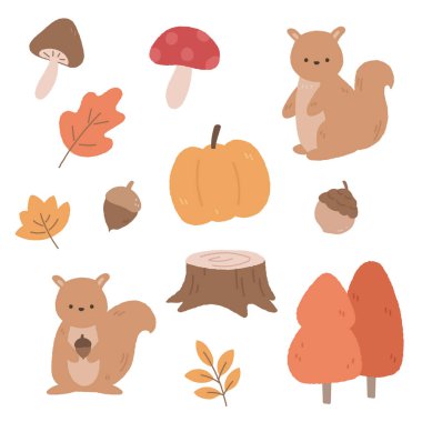 Sonbahar elementlerinin el çizimi.