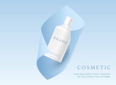 Mavi kozmetik 3d reklam arkaplanı.