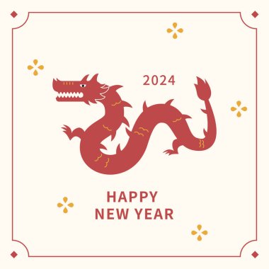 Ejderhalı Çin yeni yıl şablonu.