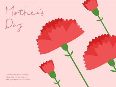 Karanfil resimli Anneler Günü şablonu.