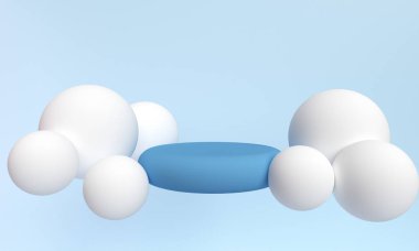 Ürün podyumu yüzen 3B mavi arkaplan.