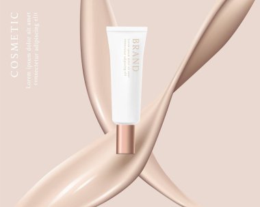 Temelde kozmetik ve cilt bakımı reklamları şablonu.