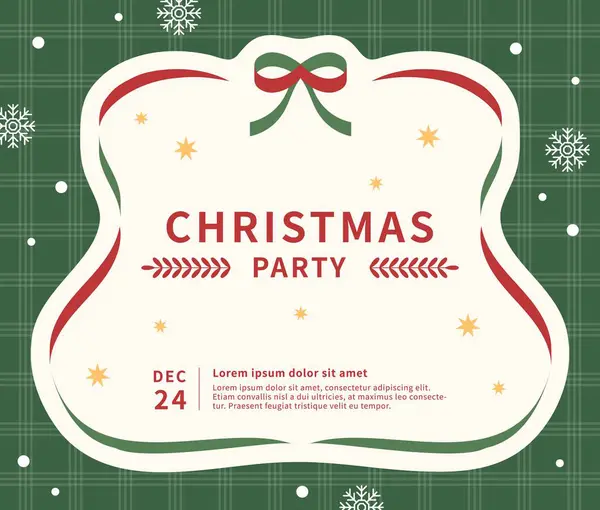 Kurdeleli ve yıldızlı Noel kartı şablonu.