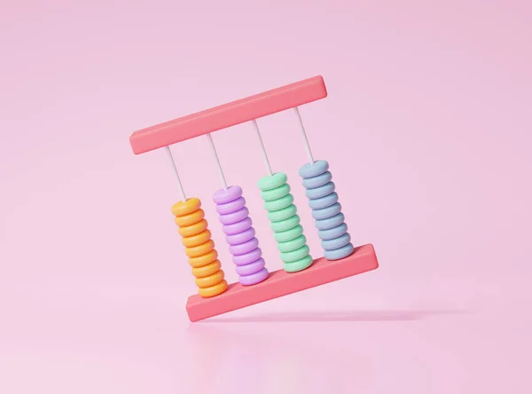 Красочные Значок Abacus Милый Гладкий Розовом Фоне Арифметическая Игра Узнать — стоковое фото