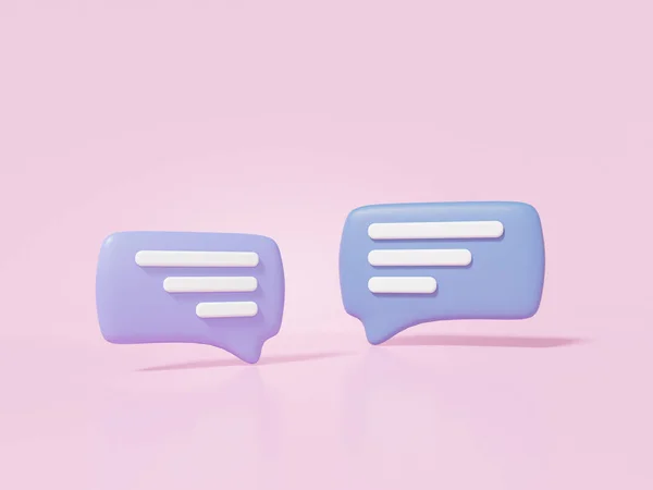 Two bubble chat icon or comment Social media online concept with show chat, message, sms, communication, Cartoon minimal cute smooth on pink background, banner, 3d rendering