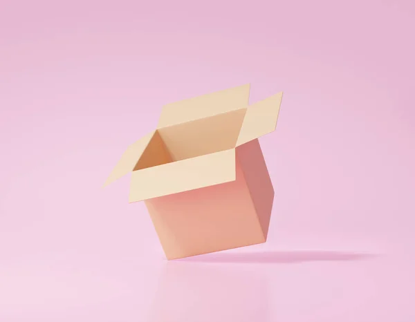 Ікона Brown Box Або Open Present Parcel Порожня Рожевому Фоні — стокове фото
