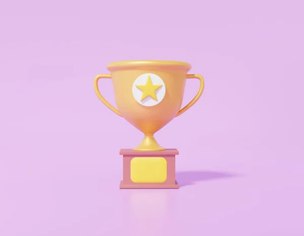 Ícone Taça Troféu Com Estrela Fundo Roxo Desenhos Animados Mínimo — Fotografia de Stock