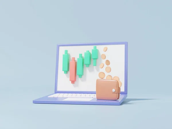 Cryptocurrency Handel Med Laptop Finans Affärsinvesteringar Begreppet Handel Med Tillväxtstatistik — Stockfoto