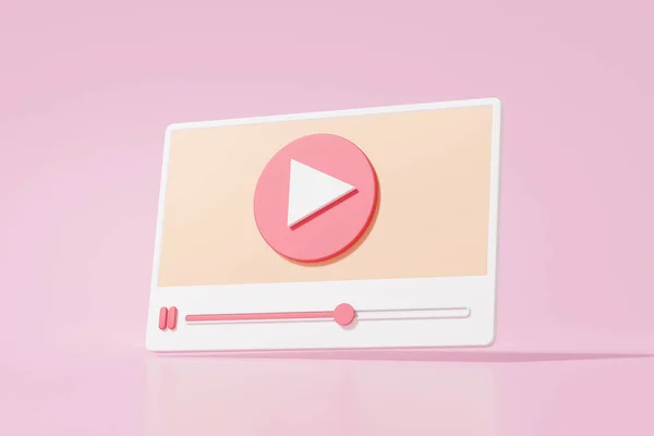 Онлайн Мультимедиа Современным Экраном Воспроизведения Видео Плавающих Розовом Фоне Беспроводной — стоковое фото