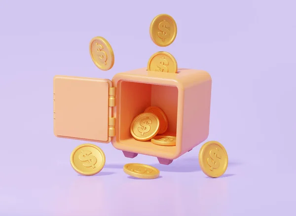 Безпечна Коробка Монет Плаває Безпекою Заробляє Фінансову Підтримку Концепції Грошей — стокове фото