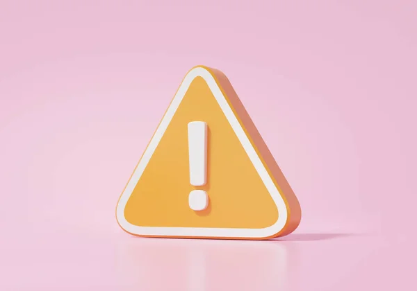 Значок Предупреждающий Оранжевый Треугольник Розовом Фоне Предупреждение Ошибках Концепция Безопасности — стоковое фото