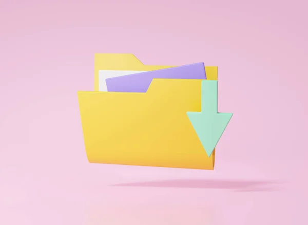 Minimal Yellow Mailbox Mail Icon Arrow Download Document Digital Marketing — Stock fotografie