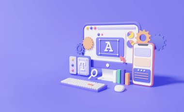 3D render Isometric UI-UX tasarımı. Geliştirici mobil sistem uygulama yazılım geliştirme kavramı. Akıllı telefon bağlantılarını kodlamak. Modern kullanıcı arayüzü, afiş, illüstrasyon