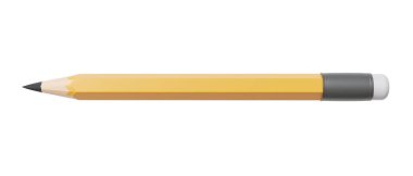 Beyaz arka planda izole edilmiş sarı kalem eğitim kavramı. 3d resimleme 