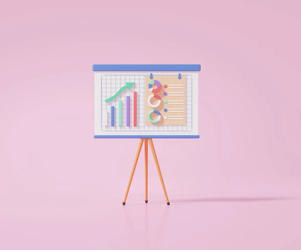 Значок Доски Розовом Фоне Представлением Данных График Финансового Графика Статистики — стоковое фото