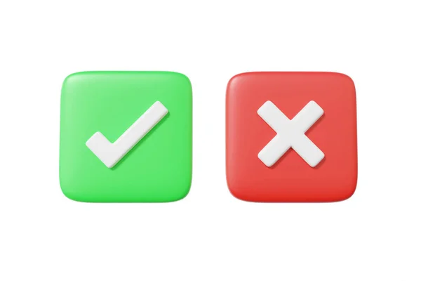 Correcte Groene Markering Onjuiste Rode Markering Pictogram Nee Goedgekeurd Geweigerd — Stockfoto