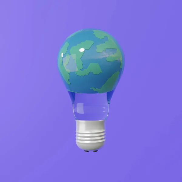 Bombilla Luz Con Globo Futuro Innovación Fondo Púrpura Combinar Concepto — Foto de Stock
