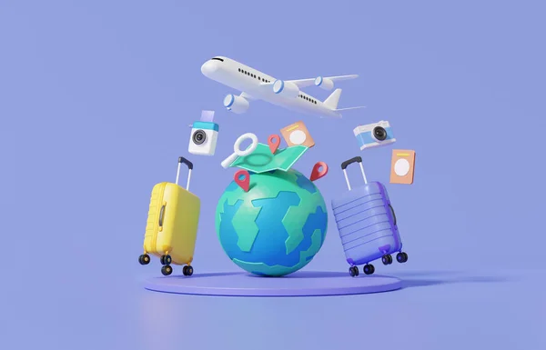 Mínimo Cartoon Voo Avião Viagens Turismo Avião Viagem Planejamento Viagem — Fotografia de Stock