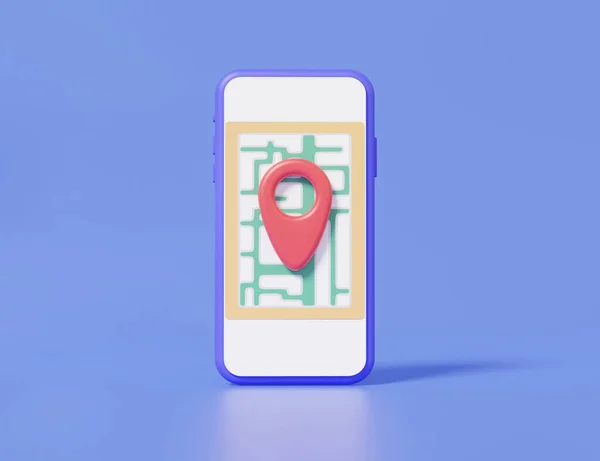 Minimal Cartoon Pin Pointer Map Location Search Gps Mobile Phone — Stock Photo, Image
