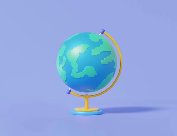 Globe Terrestre Icône Unique Sur Apprentissage Science Fond Violet Éducation — Photo