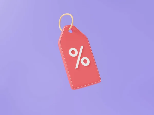 Красный Значок Цены Плавающим Процентом Фиолетовом Фоне Предлагает Горячую Скидку — стоковое фото