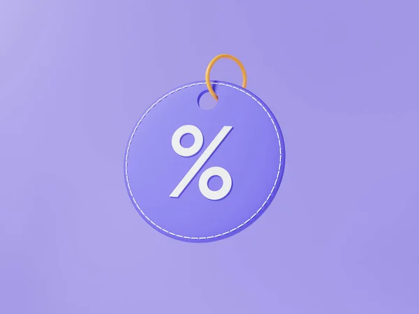 Circle purple tag price icon with discount percentage floating on purple background offer coupon, Special promotion sale, online shopping concept. 3d render illustration