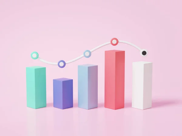 Koncepcja Ekonomii Finansowej Biznesu Wykres Statystyki Wzrostu Wyżej Różowym Tle — Zdjęcie stockowe