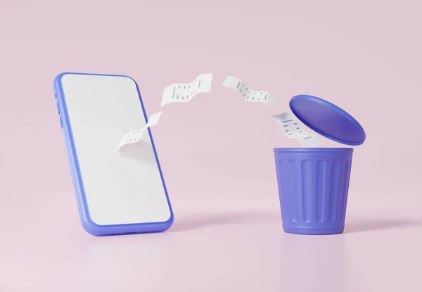 Мінімальний Мультиплікаційний Додаток Мобільних Телефонів Передає Дані Файлів Фіолетового Сміття — стокове фото