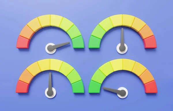 Set Display Speedometer Icoon Rood Groene Kleur Met Pijlschaal Snelheid — Stockfoto