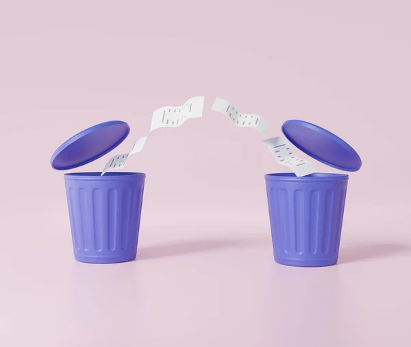 Cartoon Minimal Two Purple Trash Transfer File Data Pink Pastel — Stock Photo, Image