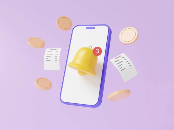 Melding Bel Mobiele Telefoon App Factuur Online Betalingen Credit Card — Stockfoto