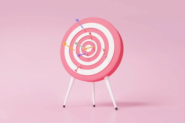 Darts Minimal Cartoon Target Planning Financial Business Focus Growth Pink — Stock Photo, Image