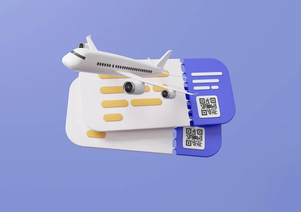 Coupon airline boarding pass leisure touring holiday summer vacation concept. air ticket floating on isolated pastel background. Travel tourism plane trip planning world tour, worldwide, 3d rendering