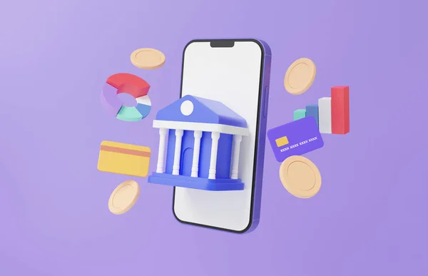 Betaal Geld App Mobiel Internetbankieren Online Betalingen Factuurkaart Munten Zweven — Stockfoto