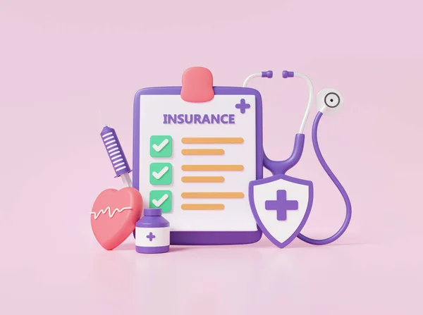 Klemmbrett Papier Versicherungsbericht Informationen Kosten Service Gesundheit Häkchen Gesundheit Checkup — Stockfoto