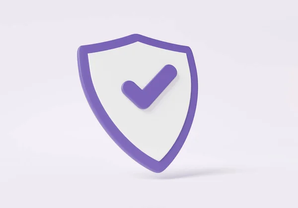 Фіолетовий Щит Захисту Значок Перевірки Ізольованому Білому Тлі Безпека Гарантія — стокове фото
