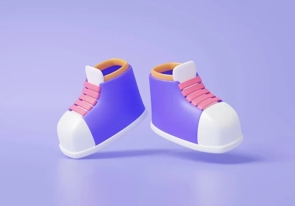 Ícone Sapatos Colorido Estilo Cartoon Isolado Flutuando Fundo Pastel Roxo — Fotografia de Stock